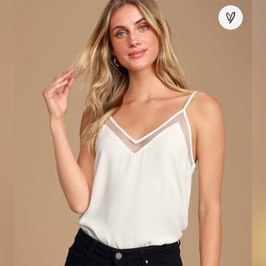 LULUS sweet fling white mesh tank top